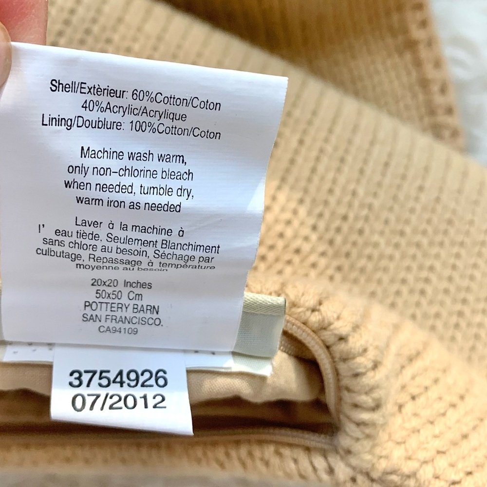 Pottery Barn Chunky Cable Knit 20” Pillow Cover - Picture 7 of 12